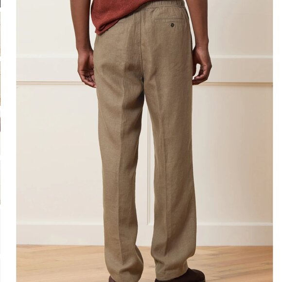 Todd Snyder Relaxed Linen Leisure Pant in Pale Oak - Picture 2 of 4